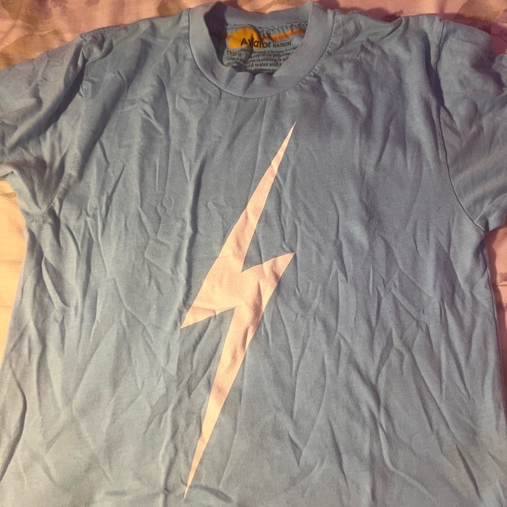 aviator nation light blue lighting strike t shirt (DISCOUNTED SHIPPING)